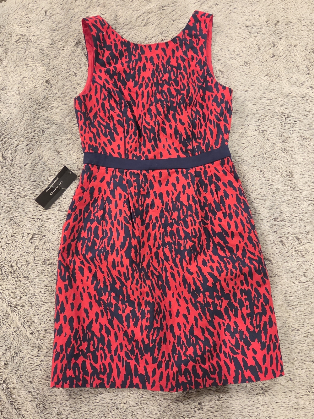The Limited Red and Navy Printed Sleeveless Fit-and-Flare Dress Sz 4P